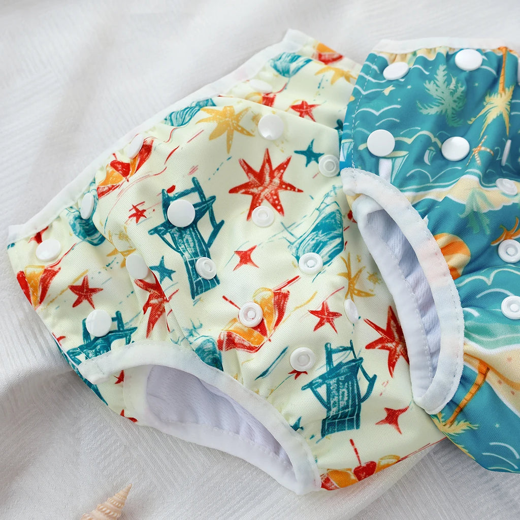 HappyFlute 3-Piece Mesh Cloth Inner Fabric Baby Swimming Diaper Reusable Adjustable 0-3 Years Summer Diaper