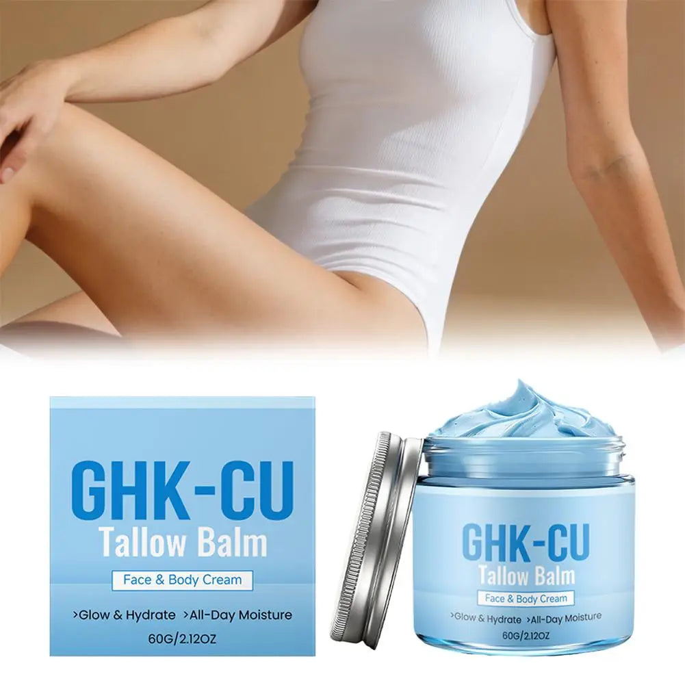 Copper Peptide Infused Tallow Moisturizer Natural Blue Balm Hydrating Brightening Face Body Care For Mature Dry Skin Types