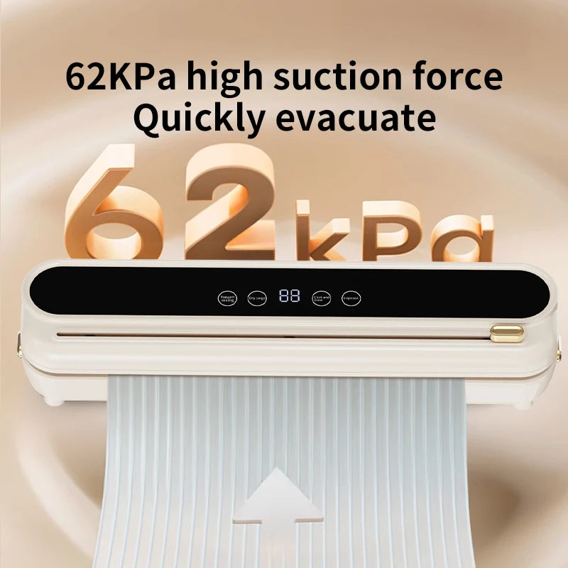 2026 New Electric Vacuum Sealer Built‑in Cutter Dry Wet Mode Automatic Food Sealer Kitchen Food Preservation Packaging Machine
