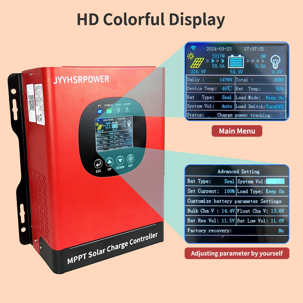 NEW 480VDC 24-192V 60A MPPT Solar Charge Controller Solar Battery Regulator With WIFI Monitor APP For Lifepo4 Liuthm GEL Lead