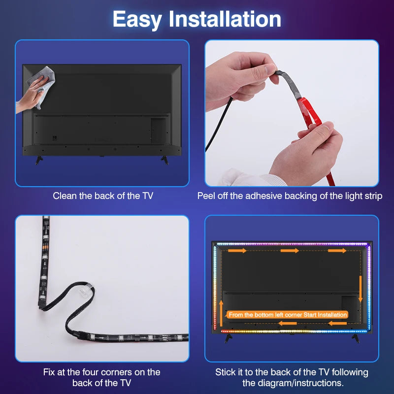 2026 New Ambient TV LED Backlight Sync to Screen For 40-85Inch Real-Time Sync LED Light Strip For 4K HDMI-Compatible 2.0 Device