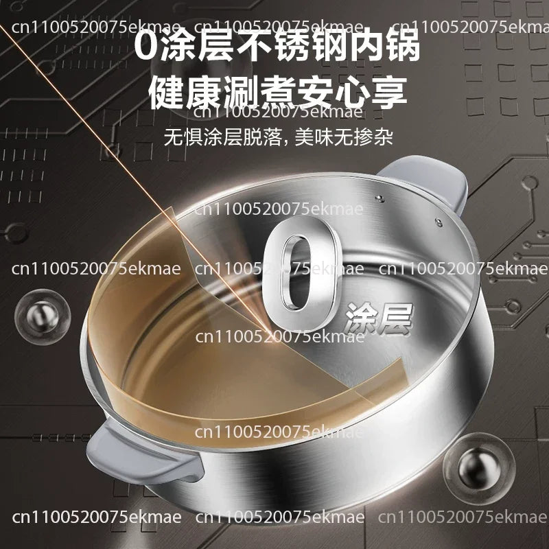 SUPOR 6L stainless electric hot pot with open lid and large inner cooking chamber