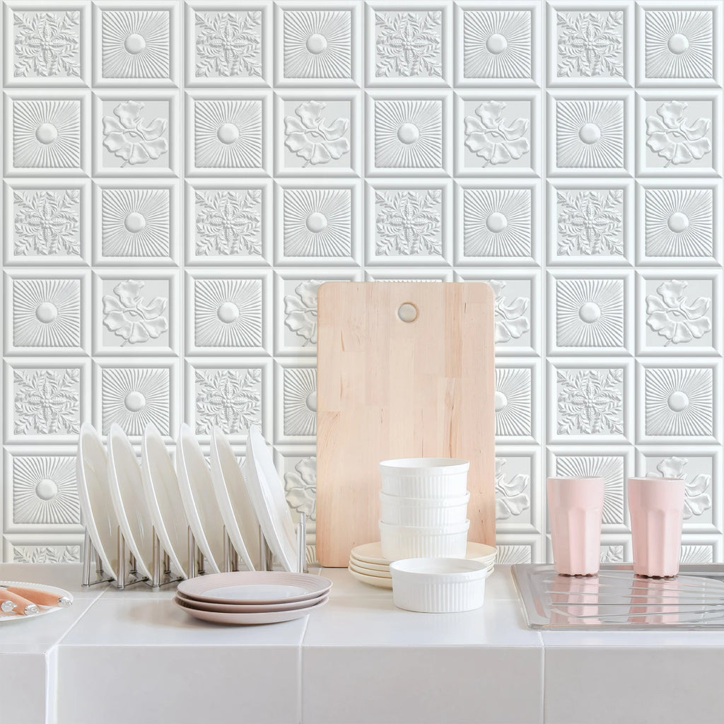 5/10Pcs Peel and Stick Tile Backsplash Thicker Design Marble Tiles 12"X12" Stick on Backsplash Self Adhesive Tiles for Any Room