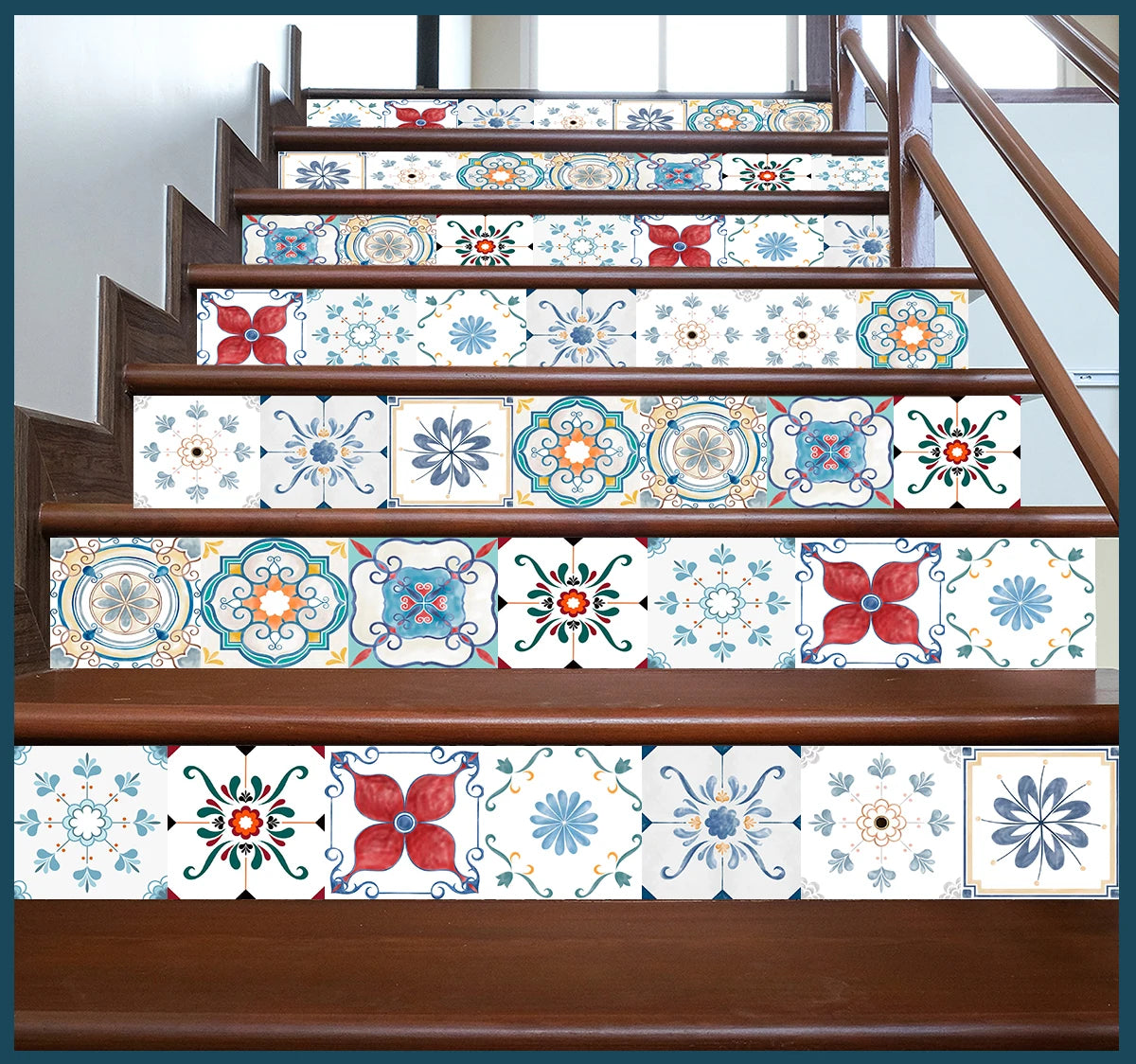 Neutral Boho Floral Tile Stickers Self Adhesive Glossy PVC Waterproof Decals Kitchen Bath Cabinet Backsplash Wall Home Deco