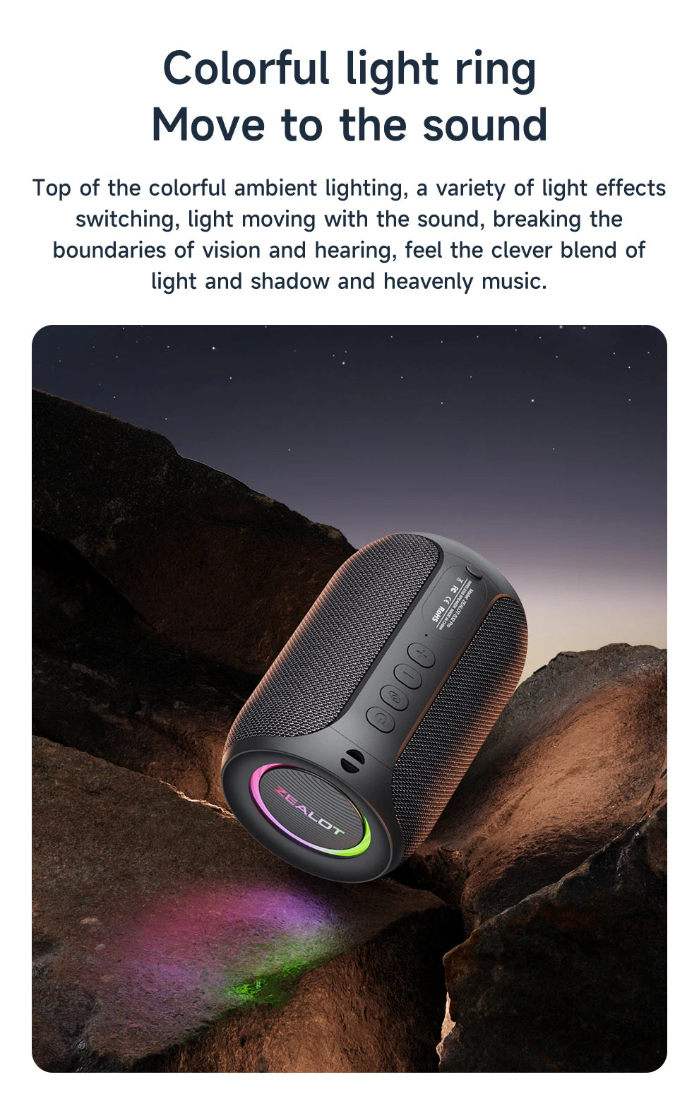 Zealot S32 pro Bluetooth Wireless Outdoor Portable Subwoofer Speaker Waterproof IPX6 Dual Pairing 3600mAh Wireless Speaker