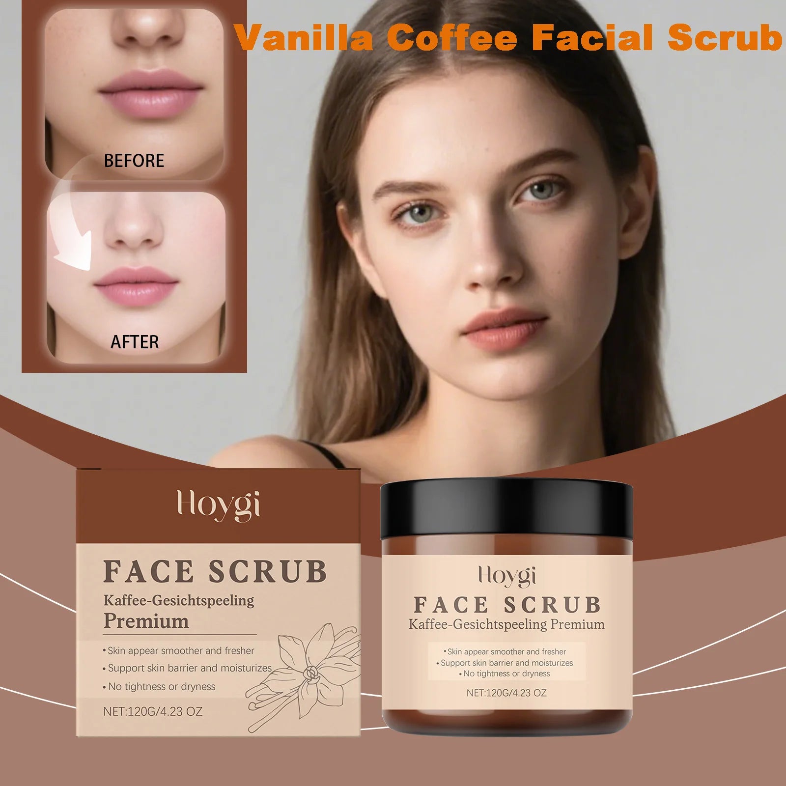 Vanilla Coffee Facial Scrub - Deep Cleansing Exfoliator (120g) Scrubs Treatments Tidesmit