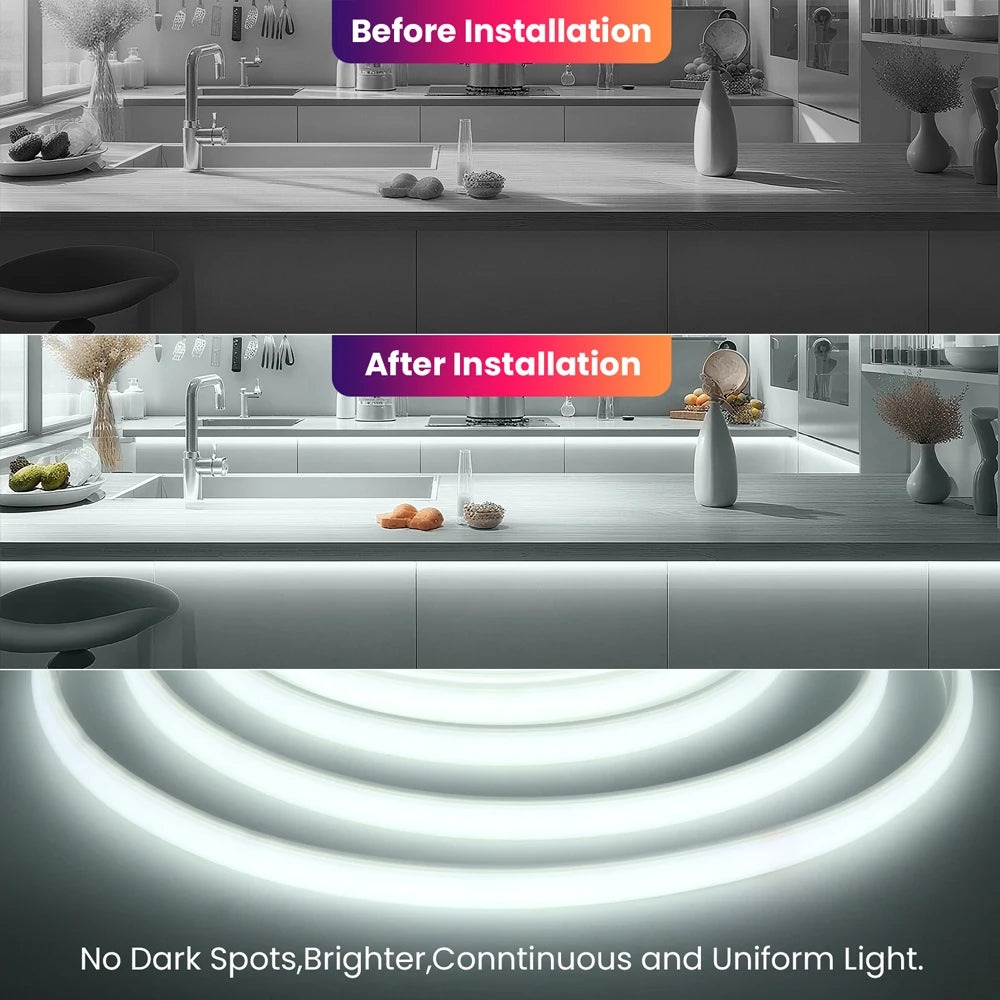 220V Dimmable COB Led Strip Light ON/OFF Dimmer Waterproof 288Leds Flexible Neon Lamp Home Decor EU Power Kit Warm Natural White