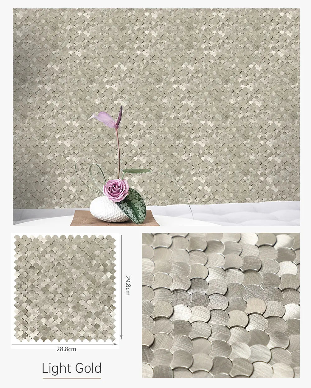 3D Fan-Shaped Peel and Stick Backsplash Self Adhesive Wall Tiles Kitchen Decor Stick on Tiles Backsplash