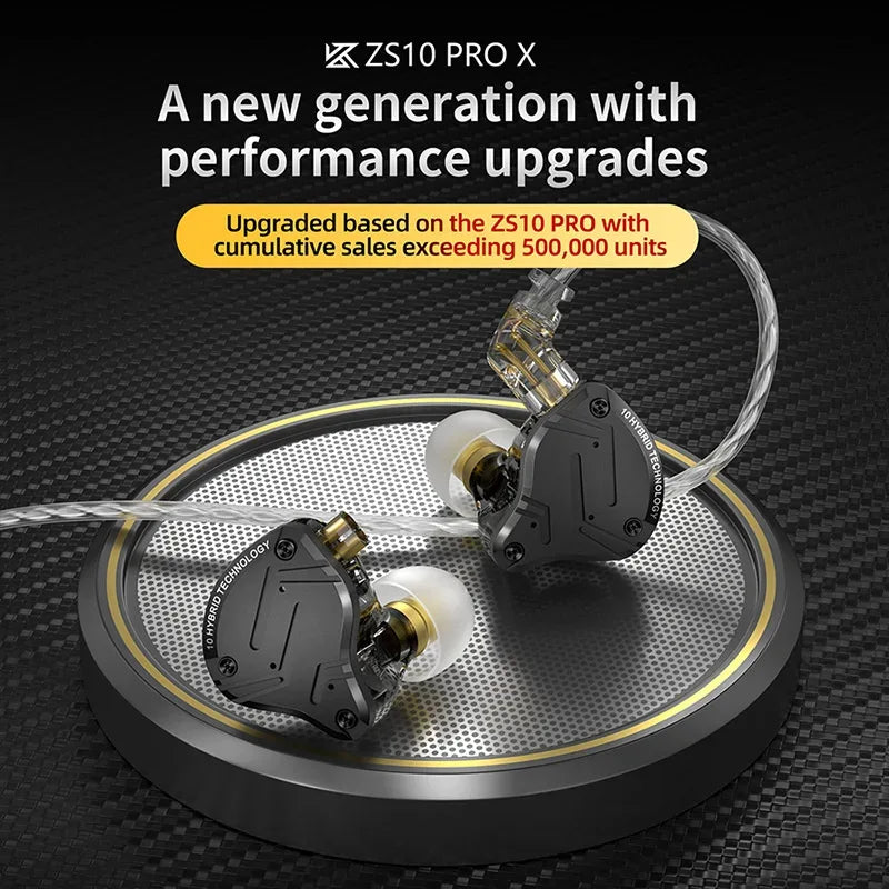 KZ ZS10 Pro X In-Ear Monitors 5-Driver Hybrid HiFi Earphones Tidesmit Tidesmit