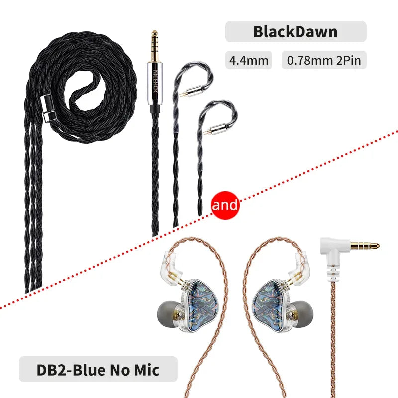HiFi In-Ear Monitors 1DD+1BA Hybrid Dual Driver Earphones | Tidesmit IEM 4.4BlackDawn 1 Tidesmit
