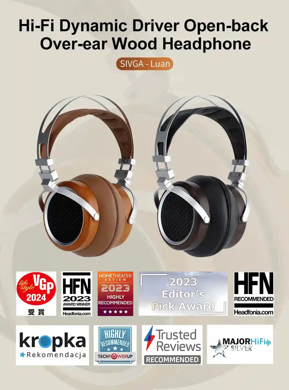 Sivga Luan Open-back Headphones | 50mm Driver Hi-Fi Wood Audio Tidesmit