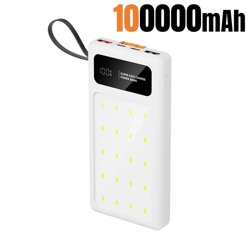 Portable Power Bank 200000mAh with LED Light by Tidesmit White 100000mAh Tidesmit