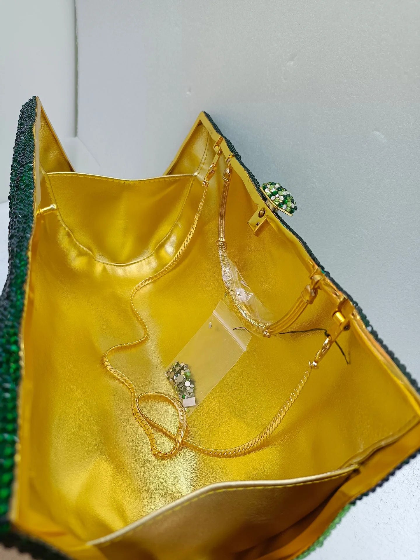 XIYUAN Lady Large Capacity Luxury Evening Bag Elegant Gold Rhinestone Handbag for Women Wedding Party Full Crystals Clutch Purse