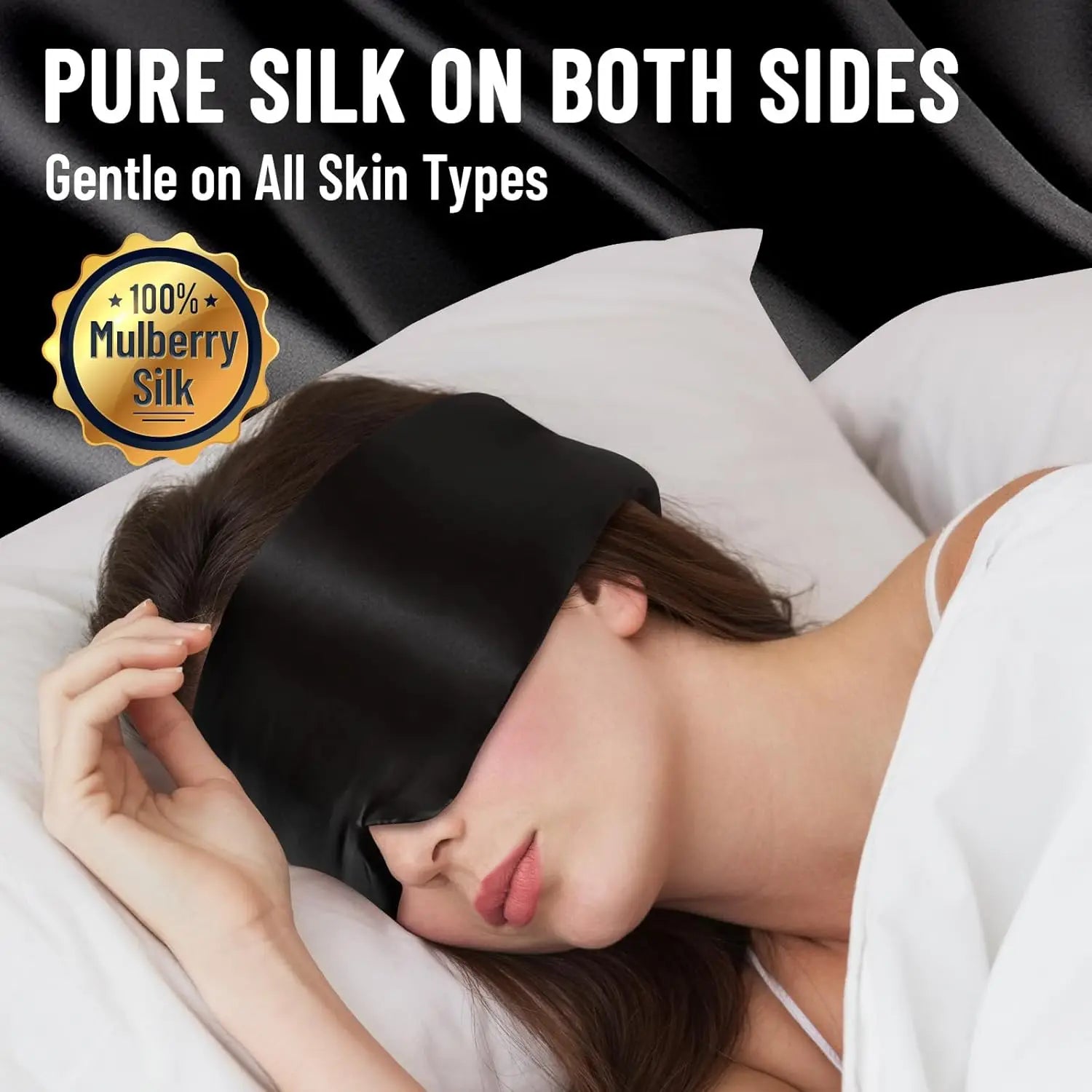 Silk Sleep Mask, Large Eye Cover for Sleeping, Comfortable and Pressure-Free Sleeping Masks for Women Men, Completely Blackout