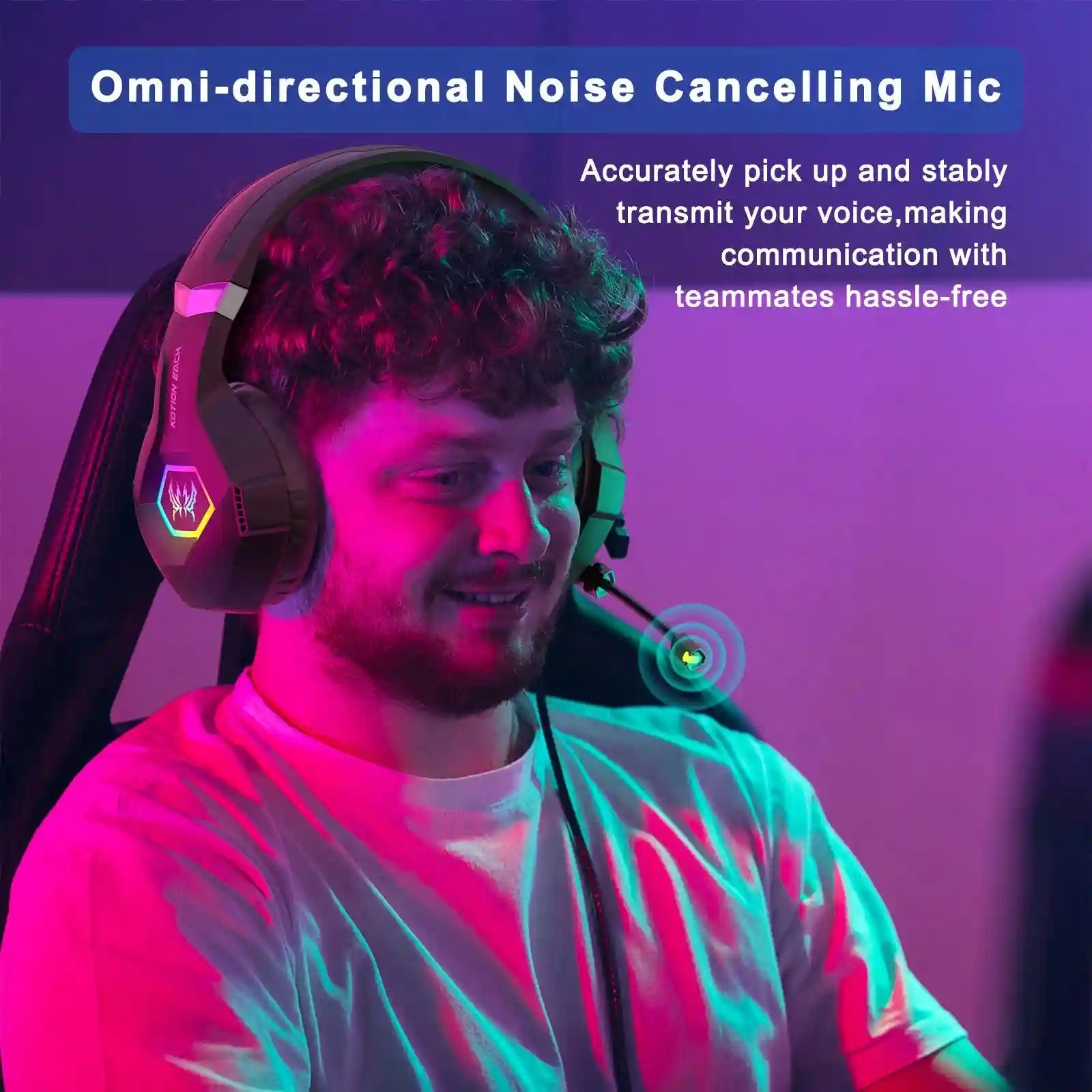 Tidesmit RGB Over-Ear Gaming Headphones with Mic - Low Latency Audio Tidesmit