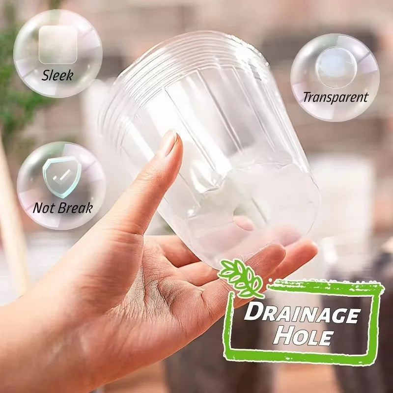 10/50Pcs Transparent Flowerpot Plant Nursery Pot Seedling Cup Gardening Transplantation Potted Flower Pot Planter Gardening Tool