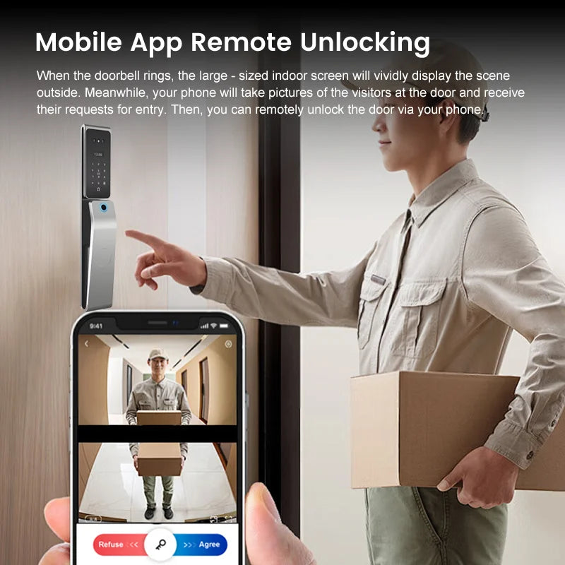 Waterproof  Smart Door Alexa Lock Israel 6590 Mortise Hebrew Tuya Smart Life APP Face Digital Door Lock With Camera