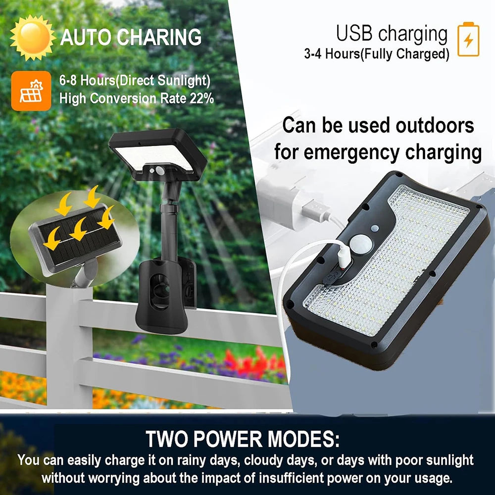92 LED Solar Clip-on Motion Sensor Lights, LED Street Light, Waterproof Wall Lamp, for Camping Garden Yard Tent Patio Outdoor