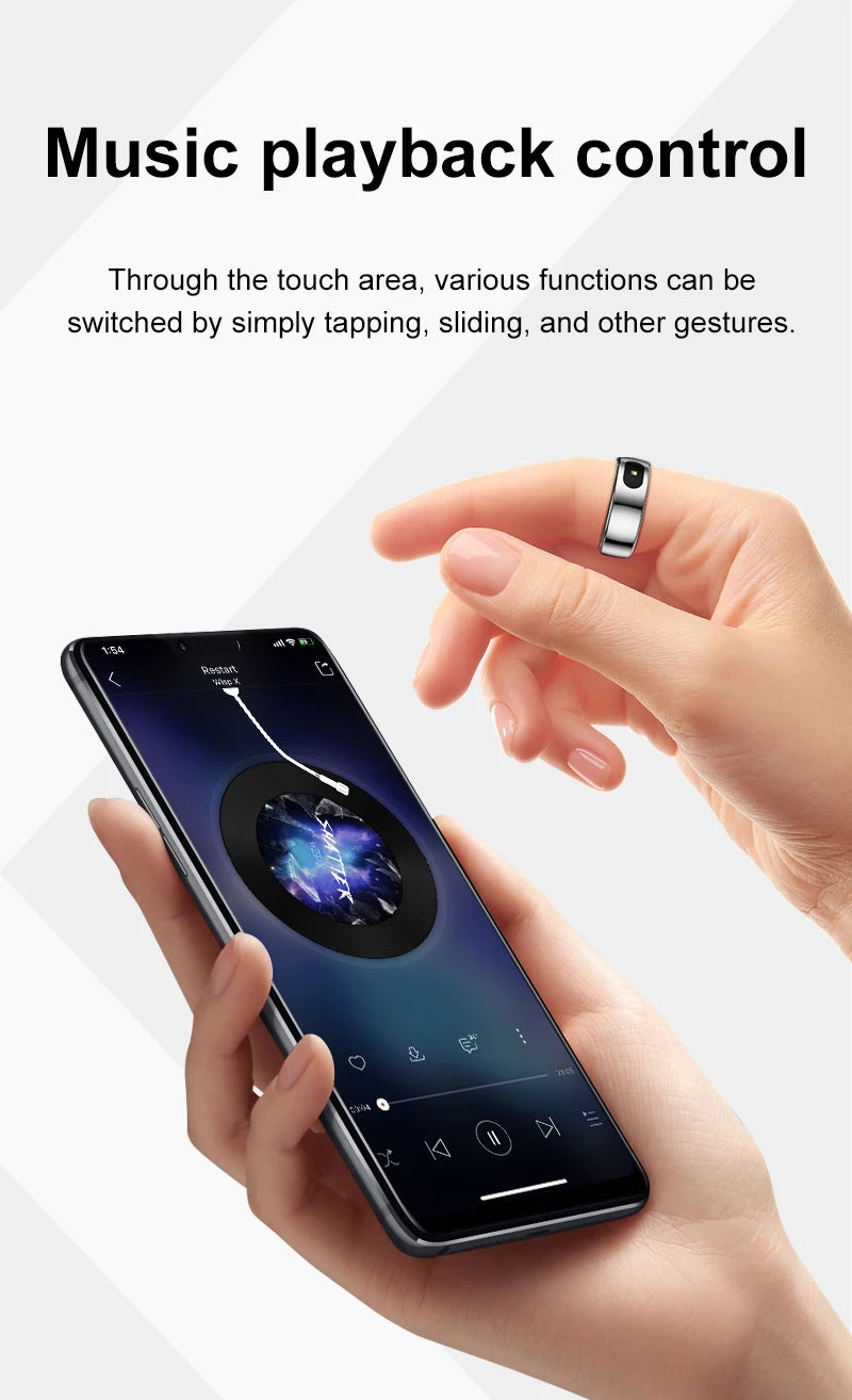 R08 Smart Ring with Charging Case Men Women Health and Sleep Monitor Heart Rate Monitoring 5ATM Waterproof Multi Sport Mode