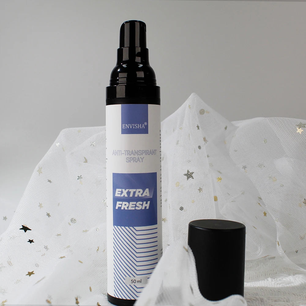 Tidesmit ENVISHA antiperspirant spray for underarm dryness, body odor removal, and long-lasting fresh fragrance.