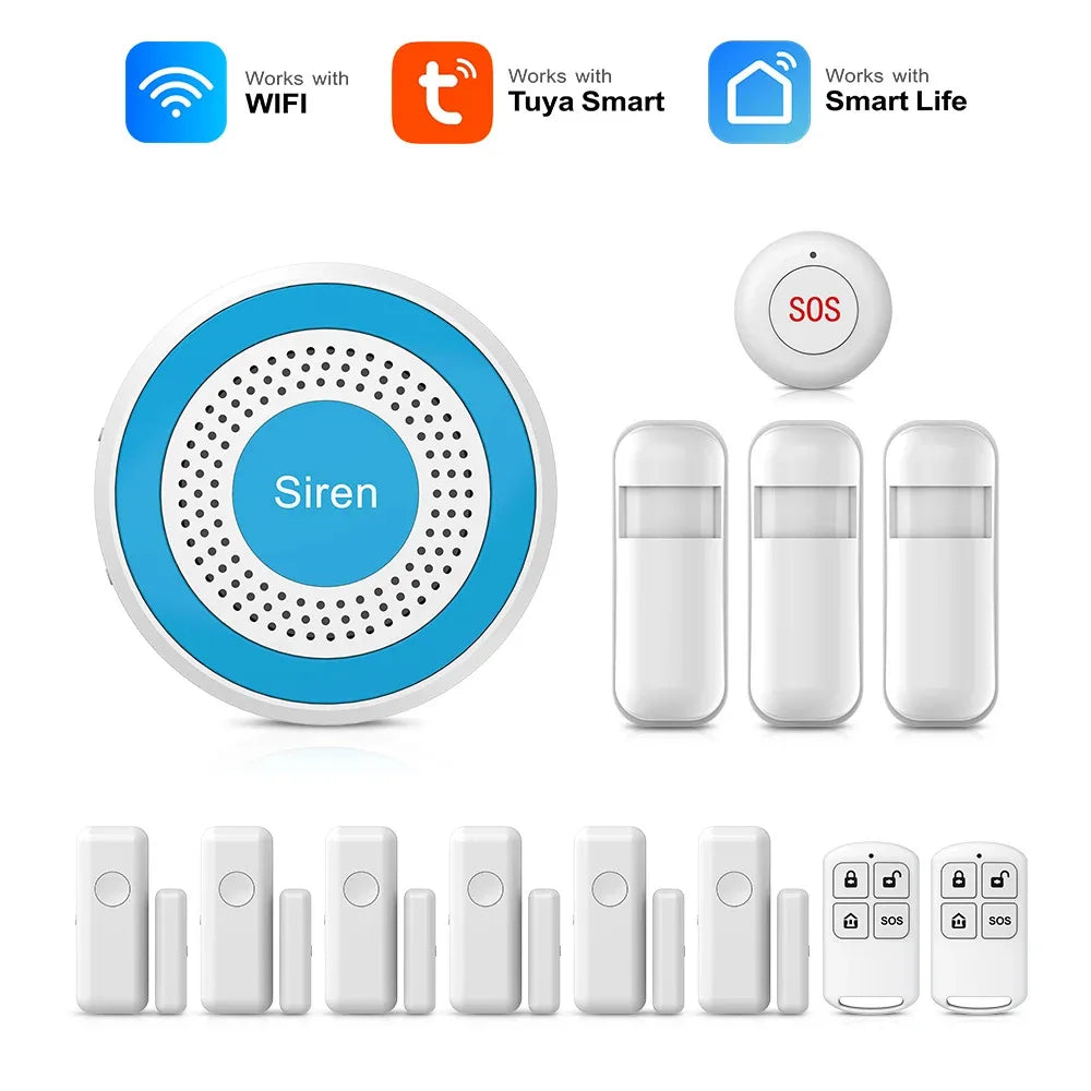 WiFi Home Alarm System with Alexa Voice Control and App Automation WiFi Alarm Kit D EU Plug Tidesmit