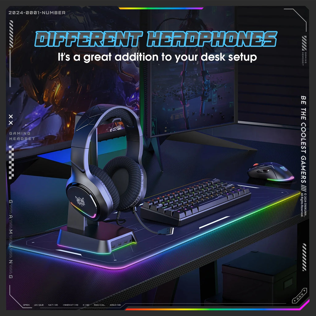 Tidesmit Gaming Headset with 50mm Drivers & RGB LED for PC PS5 Xbox Tidesmit