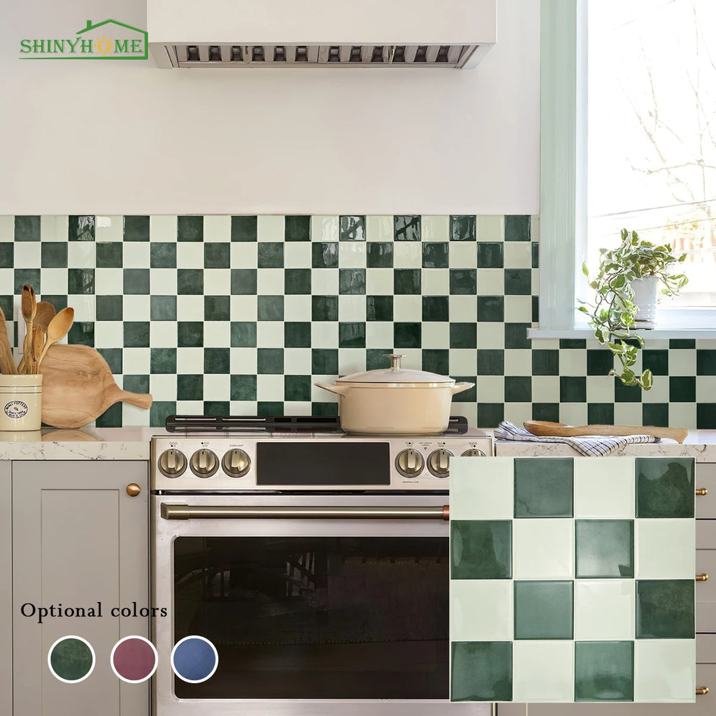 10/30 PC 3D Mosaic Style Self-Adhesive Wall Tile Kitchen Backsplash  Suitable for Kitchen Wall Decoration Square 10.5" x 10.5"