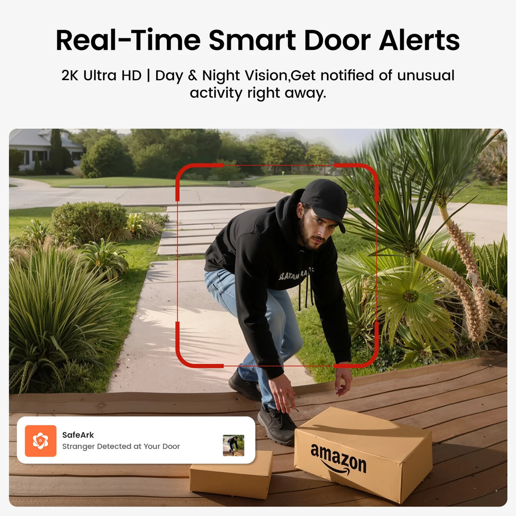 Dekco 3MP WiFi Doorbell 5000 mAh Battery Wireless Video Intercom AI Human Detection 2-way Audio Smart Door Bell Support Alexa