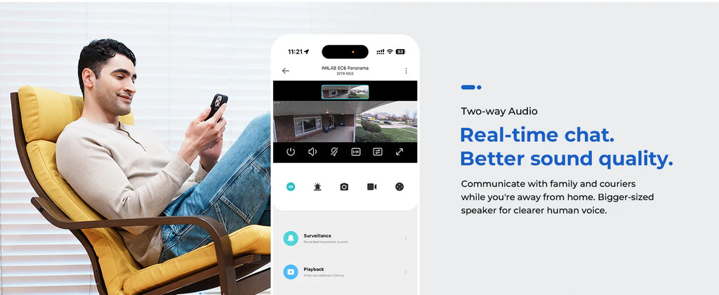 IMILAB EC6 Panorama WiFi Security Camera 6MP 180° Panorama AI Human Detection PTZ Color Night Vision Compatible with Xiaomi Home