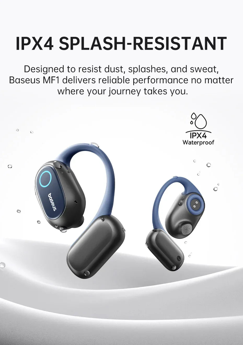 Baseus Bowie MF1/Eli 15i Fit Open-Ear Sport Wireless Earphones Bluetooth 5.4 EarHooks Big Bass Sport Earbuds 60Hrs Playtime Tidesmit