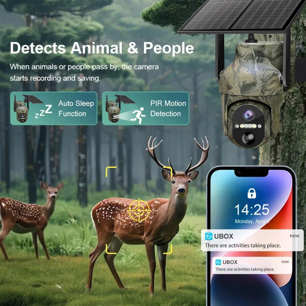 2K 3MP 4G Sim Card LTE Cellular Solar Powered Trail Hunting Wildlife Motion Activated Security Camera Outdoor Color Night Vision