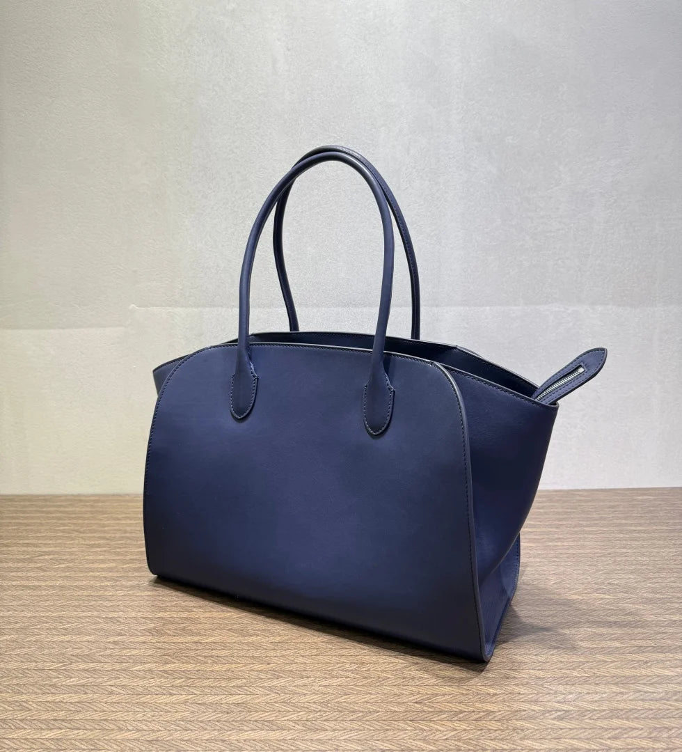 2026 high-quality genuine leather Marlo 12 inch 14 inch saddle leather tote bag, women's shoulder bag, high-end leather texture,