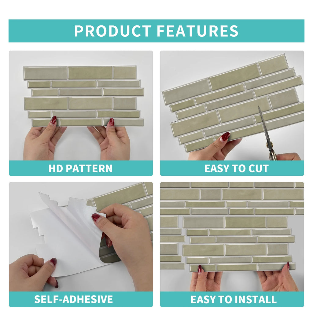 Peel and Stick Backsplash Tiles, Self-Adhesive 3D Subway Tile Stickers for Kitchen Bathroom (6/12/24/48 PCS)