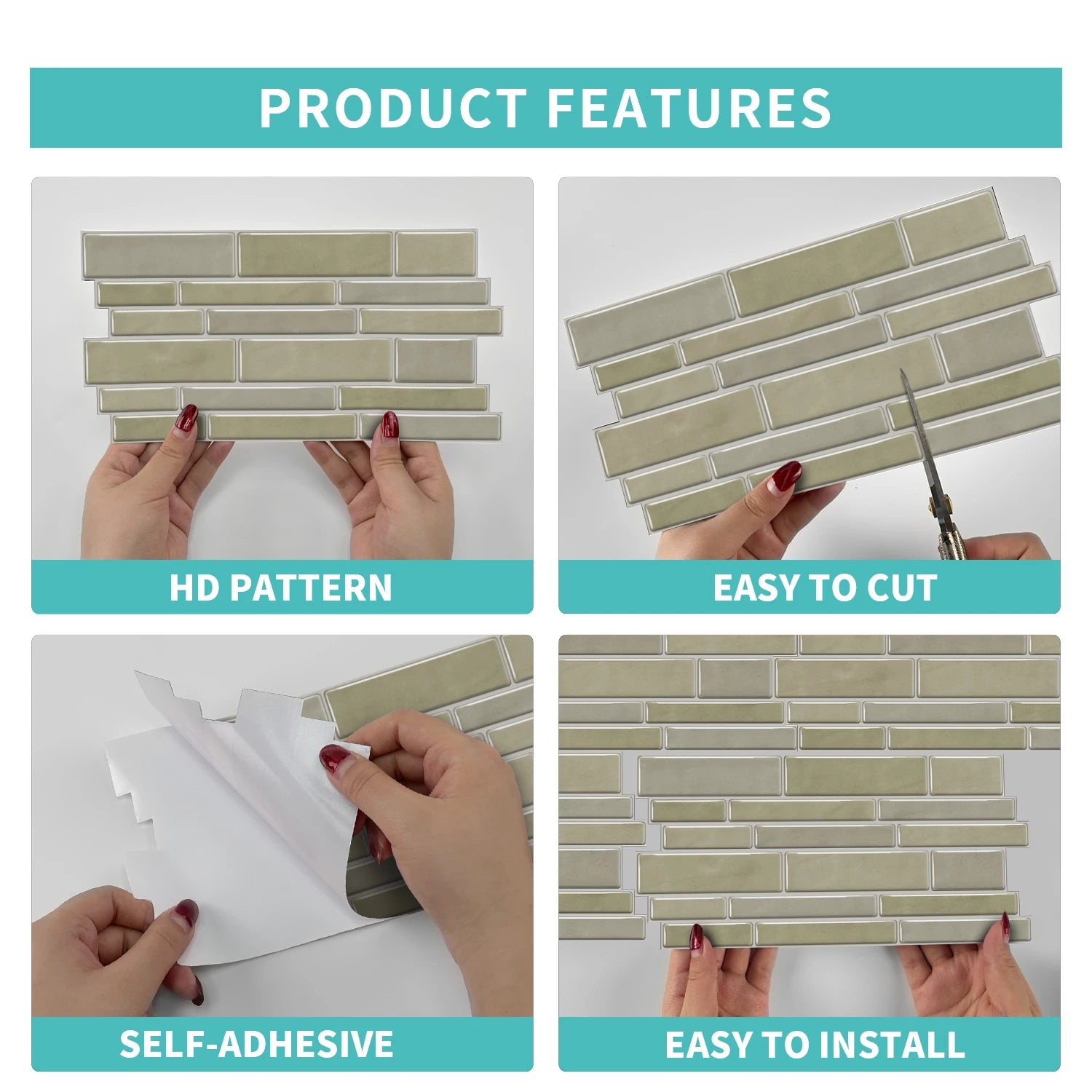 Peel and Stick Backsplash Tiles, Self-Adhesive 3D Subway Tile Stickers for Kitchen Bathroom (6/12/24/48 PCS)