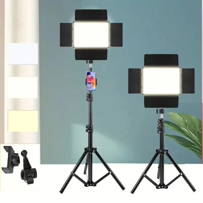 Square LED Ring Light with Adjustable Tripod - Studio Lighting Kit Default Title Tidesmit