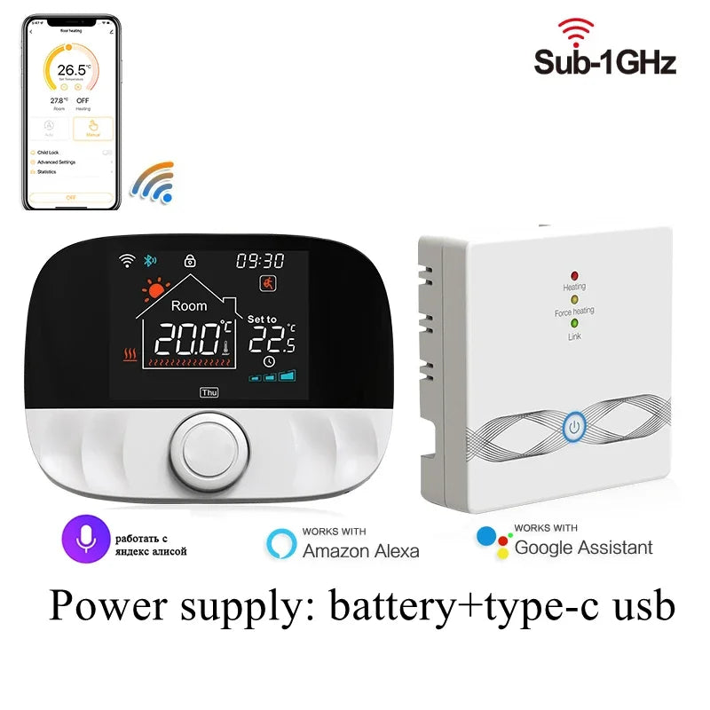 WiFi Smart Thermostat for Gas Boiler | App-Controlled Wireless Heating WiFi(White) Wireless Tidesmit