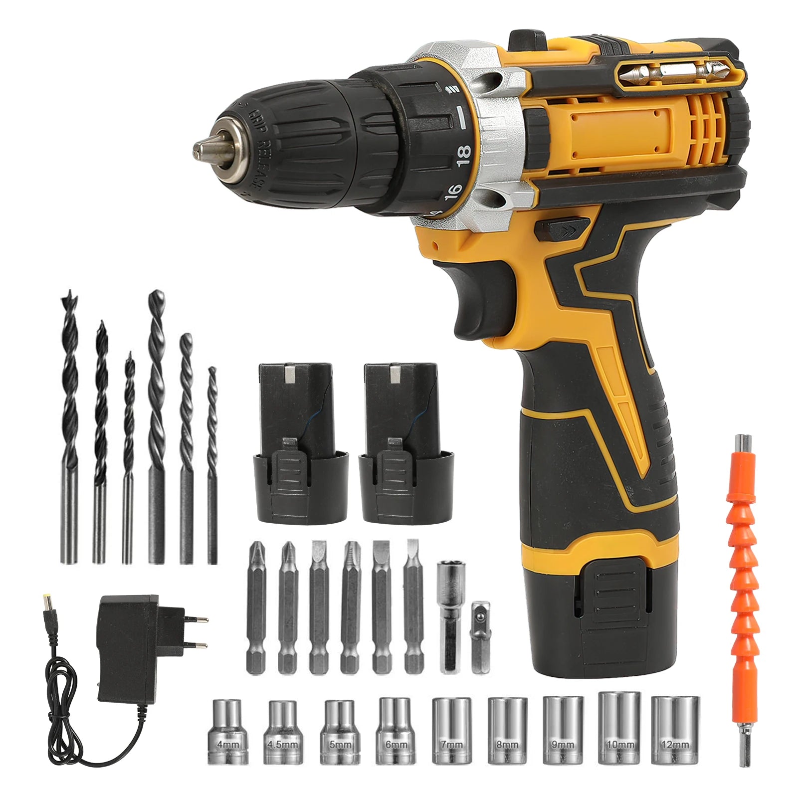 50N.m Powerful Torque Cordless Electric Drill Screwdriver 2 In 1 Multifunctional Design Lightweight Portable Hand Drill Power Tool Set with Dual Batteries