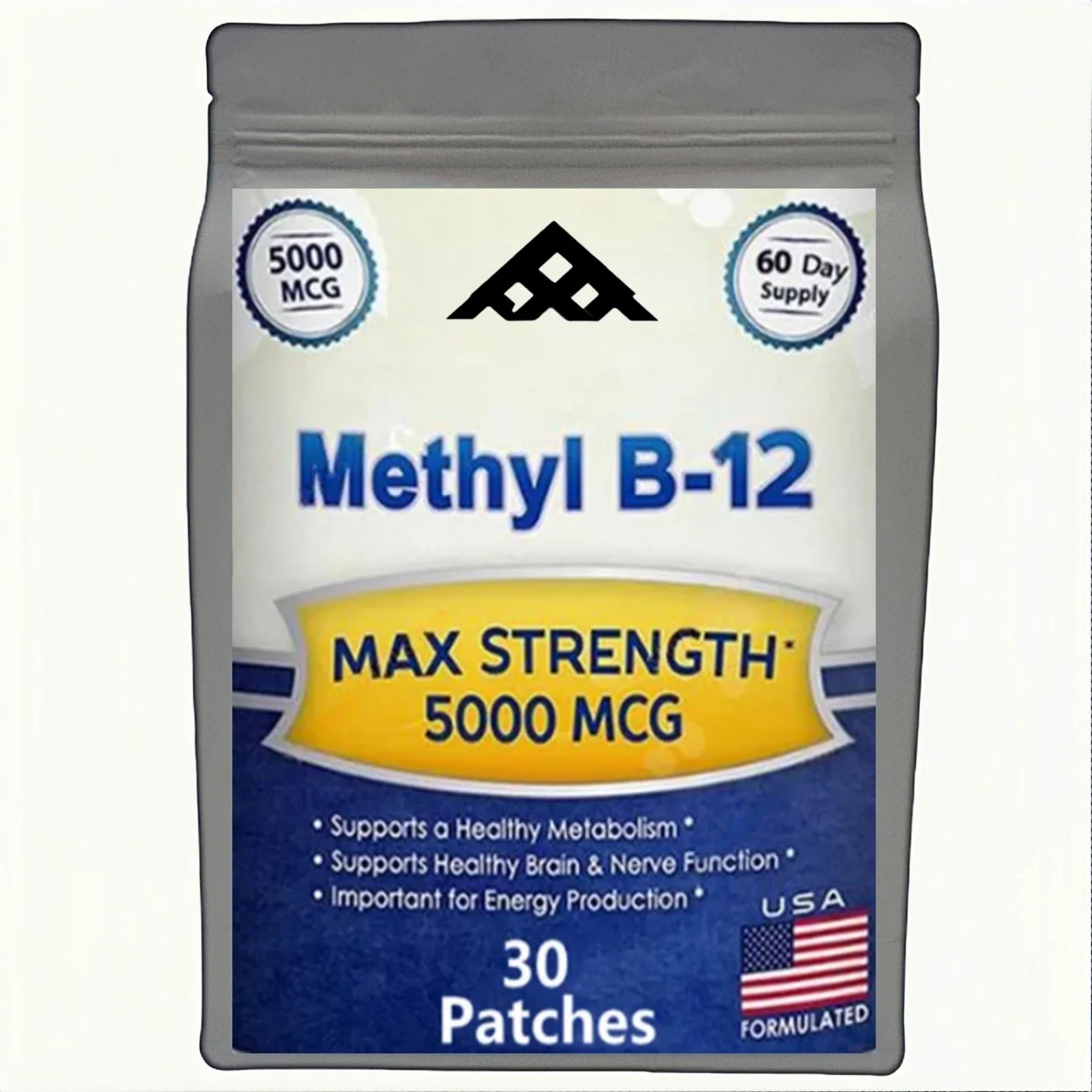 Vitamin B12 5000 MCG Patches - Brain Heart Support, Memory Learning Boost, Natural Energy Enhancer - 30 Patches