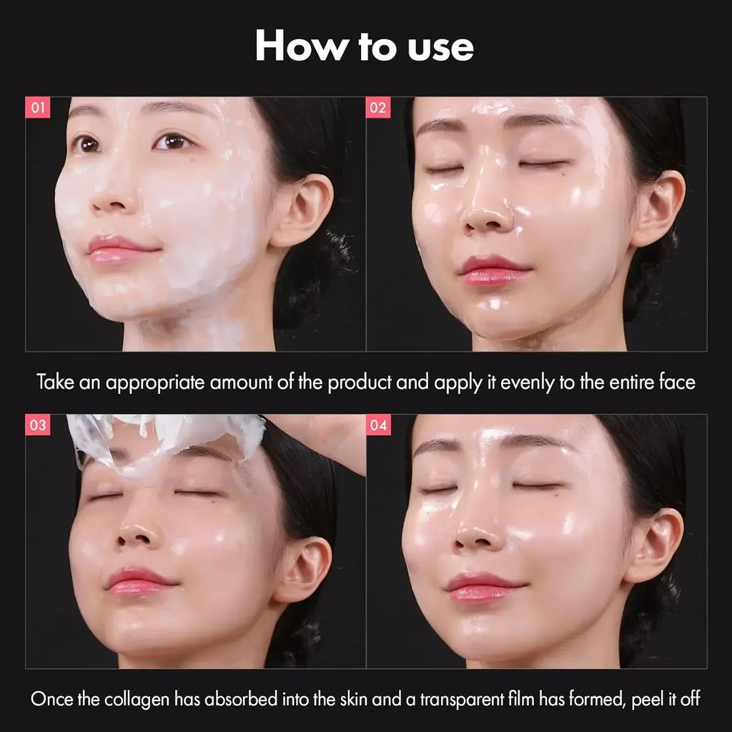 Real Collagen Fit, Wrapping Mask, Collagen 670,000ppm, Peel Off Facial Mask for Elasticity, Hydrating, Glow, Glass Skin