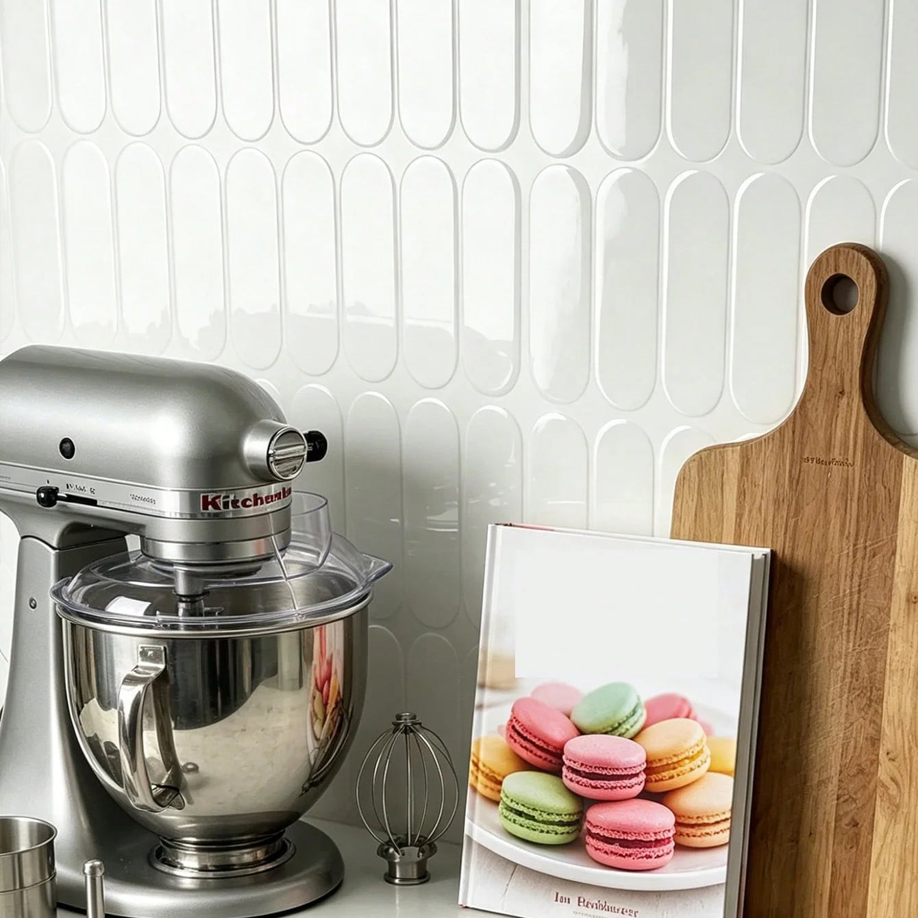 5/10/20PCSWhite Oval 3D Peel and Stick Backsplash Tiles, Waterproof Self Adhesive Wall Stickers for Kitchen Bathroom