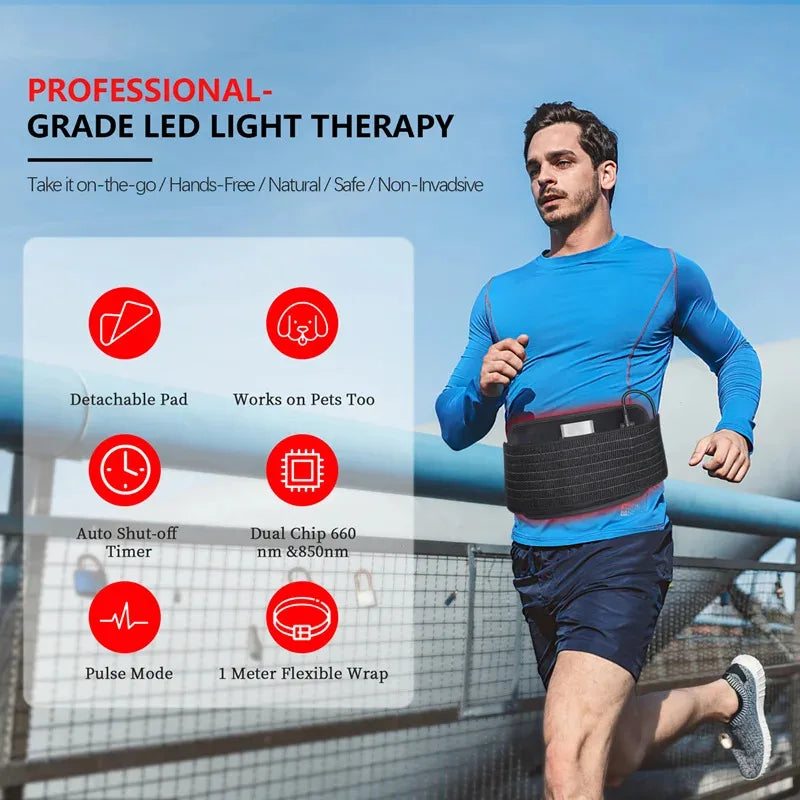 Red Light Therapy Belt for Lower Back Pain - Portable Muscle Relief Body Shaping Massage Equipment Tidesmit