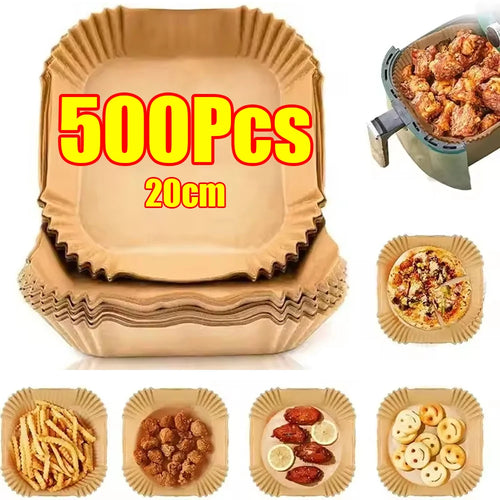 Disposable round air fryer paper liners, beige, 500 pcs pack