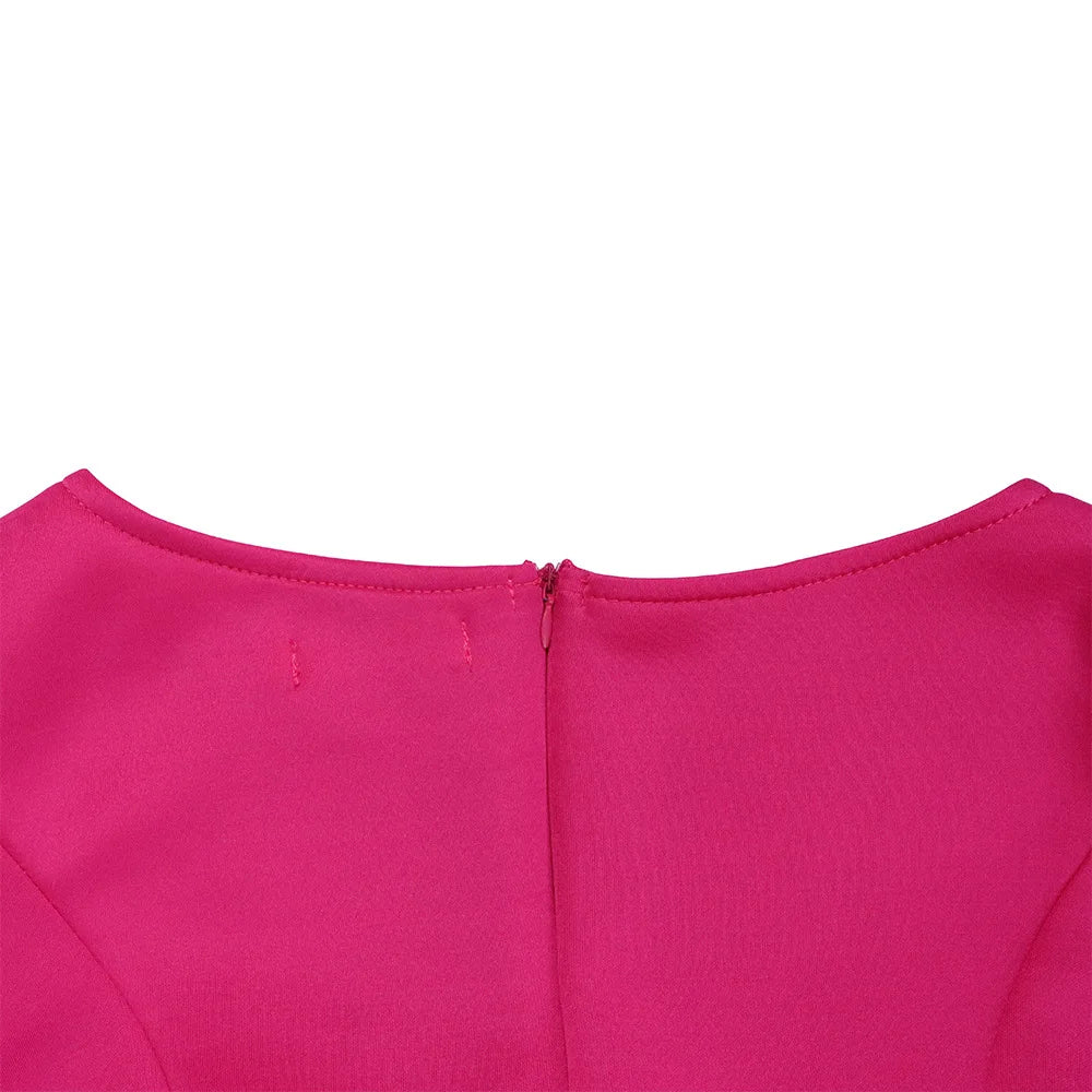 Elegant Pure Color Maxi Dress Evening Gown A- Line Skirt Polyester Fabric round Neck Short Sleeve High Waist Midi Dress