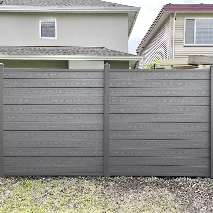 Wholesale WPC Garden Fence Panel Easy Installation UV Resistant Wood Plastic Composite Aluminum Frame Outdoor Fencing