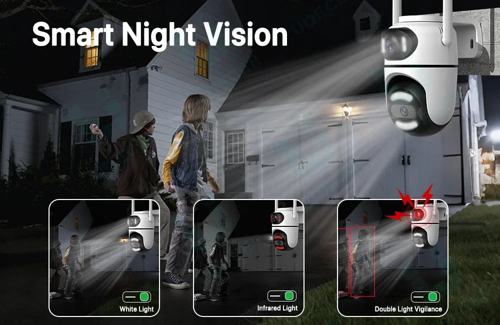 8MP 4K HD Wifi PTZ Camera iCsee APP Dual Lens Dual Screens Video Surveillance IP Camera Ai Tracking Outdoor Home Security CCTV