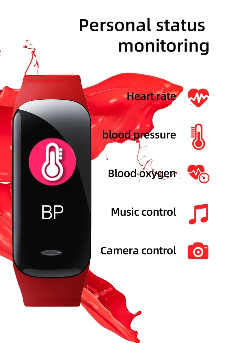 Smart Watch C1 Plus Bluetooth Step Counting Sports Bracelet Fitness Tracker Heart Rate Blood Pressure Sleep Men Women Gift