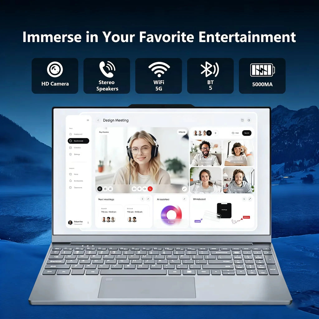 Sleek Original Radiant 15.6'' Laptop Intel N3700 FHD IPS 120Hz,32GB/2TB SSD,5000mAh & Backlit Keyboard