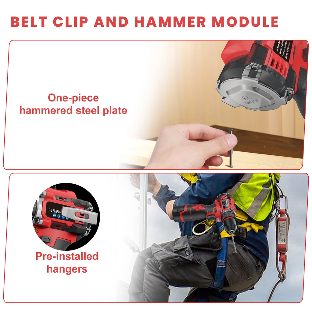 3-in-1 Brushless Electric Screwdriver 80Nm Torque Cordless Handheld Drill Impact Drill 16.8V Household Impact Power Tool