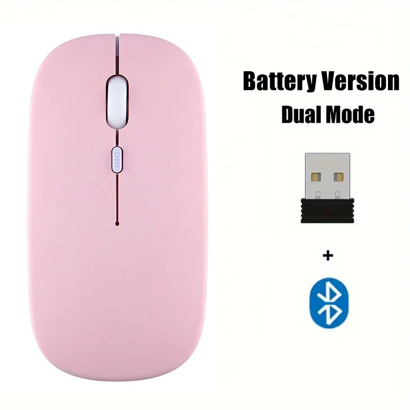 Wireless Mouse with 2.4G Bluetooth-compatible Dual Modes, 1600 DPI Adjustable, Silent Clicking, Portable Ergonomic Laptop Mouse