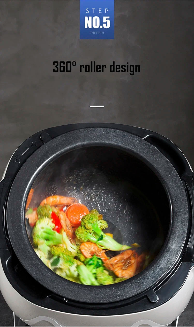 Stir-fry cooker heating base with omni-directional electromagnetic heat